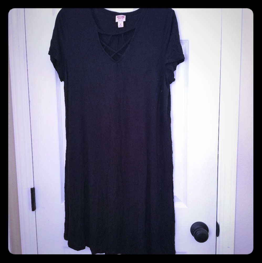 Black Comfy Dress Criss Cross front
